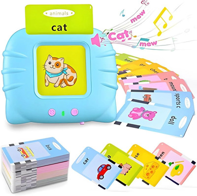 Netigems Flash Cards For Kids | Talking Flash Card Reader Game 224 Words Learning Toys(Blue)