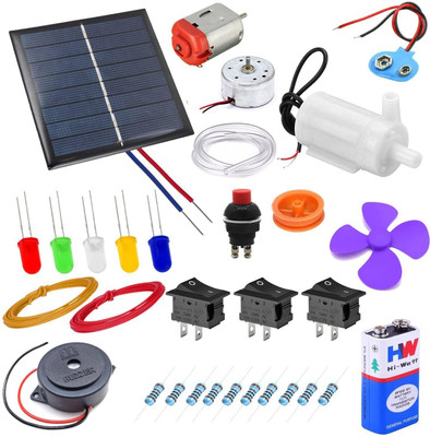 SYMFONIA Solar Power, Water Pump, Buzzer, Science Experiment Project kit for Kids(Black)