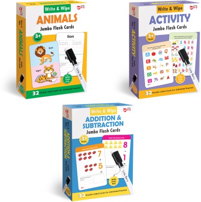 Little Berry Combo: Activity, Maths & Animals Wipe & Clean Flash Cards With Marker - 96 Cards(Multicolor)