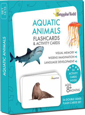 Grapplertodd Early Learning - Aquatic Animals Flash Cards(Multicolor)