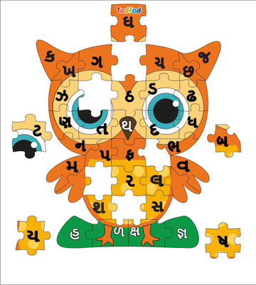 Todfod Wooden Jigsaw Puzzle Toys Owl Shaped Gujarati Consonants Birds(Multicolor)