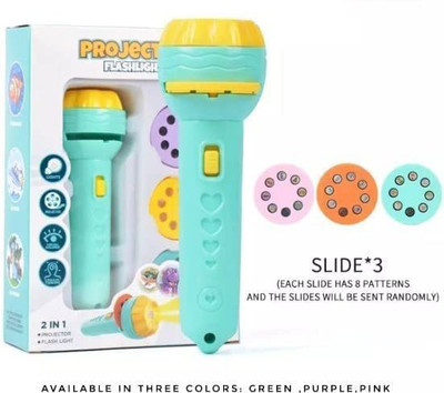 TRANDI 3 slides 24 patterns Mini Projector Torch Toy Slide Flashlight torch for kids(Green)