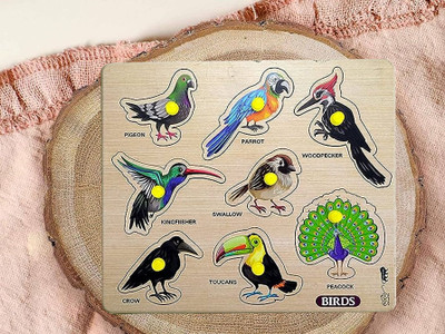 FORSIKHA Wooden Birds Picture Matching Puzzles Shape Board Birds Names Shapes Toys(1 Pieces)