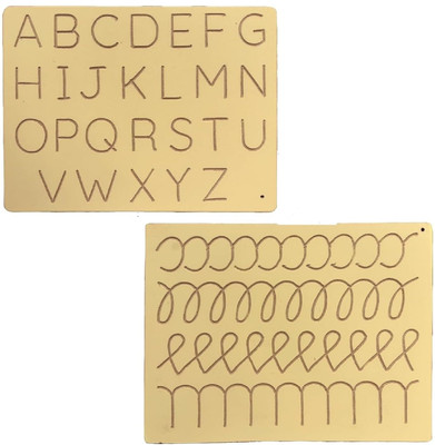 REWASHREE CRAFT WORLD Double-Sided Letter Tracing Board Capital & Cursive Patterns(Brown)