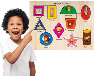 BOZICA Educational Shape Color Geometric Recognition Developing Creativity For Kids.(Brown)