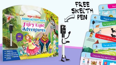 GO WOO Animal Kingdom ACTIVITY Write & Wipe Jumbo Flash Cards (With Pen) - Toy(Multicolor)