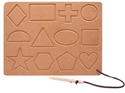 Plus Shine Wooden Shapes Tracing Board 10Different Geometric Shape Educational Board Puzzle(Beige)