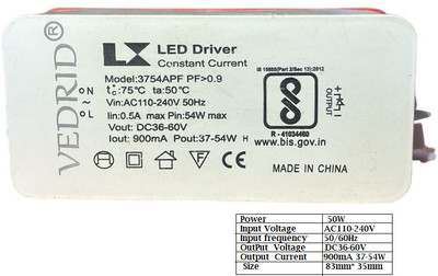 VEDRID 50w Driver for Street Light & Flood Light 1500mA LED Driver 3754APF PF>0.9 LED Driver