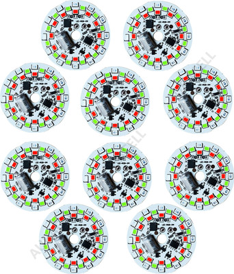 AURACELL 10 Pcs 7 in 1 Multicolor LED Bulb DOB MCPCB Plate (Direct on Board) - Auto/Manual Color Change(by On/Off) LED Driver