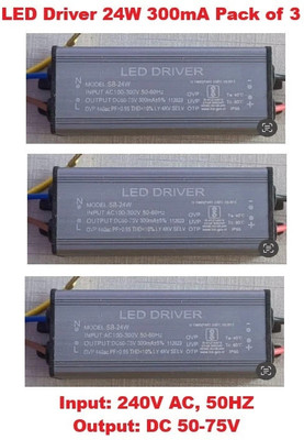 Ansh Enterprise 24W 300mA, Flood / Street Light LED Driver Pack of 3 LED Driver