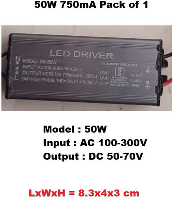 Ansh Enterprise 50W 750mA, LED Flood/Street Light Driver Pack of 1 LED Driver