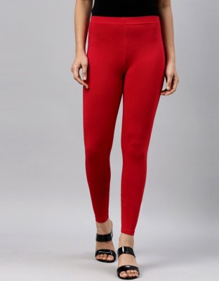 JUNEBERRY Ankle Length Ethnic Wear Legging(Red, Solid)