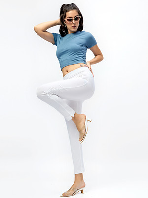 Morrio Ankle Length Western Wear Legging(White, Solid)