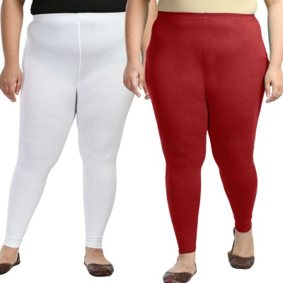 City Fashion Ankle Length Ethnic Wear Legging(White, Maroon, Solid)