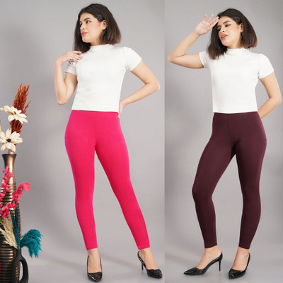 Shsuvia Ankle Length Western Wear Legging(Pink, Purple, Solid)