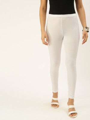 De Moza Ankle Length  Western Wear Legging(White, Solid)