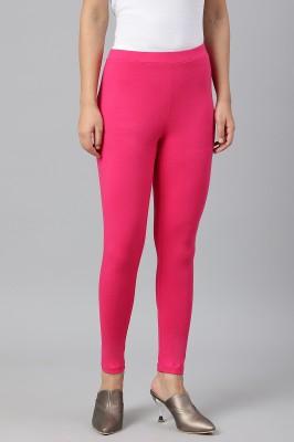 W Ankle Length Ethnic Wear Legging(Pink, Solid)