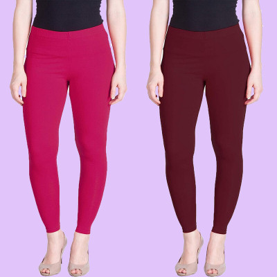 Qeheem Churidar  Ethnic Wear Legging(Pink, Maroon, Solid)