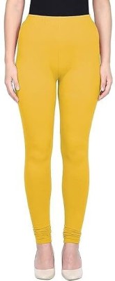 LEEVAJ WORLD Churidar  Ethnic Wear Legging(Yellow, Solid)