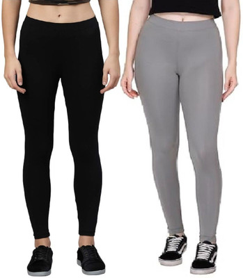 ZAYANQA Ankle Length Western Wear Legging(Black, Grey, Solid)