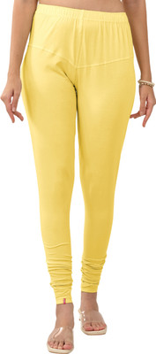 Lyra Churidar  Ethnic Wear Legging(Yellow, Solid)