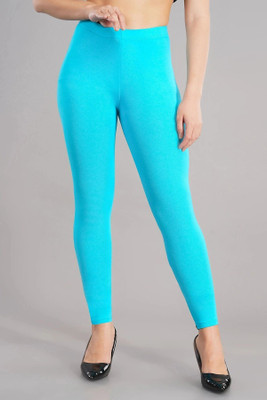 shruthi 3/4th/Calf Length Western Wear Legging(Light Blue, Solid)