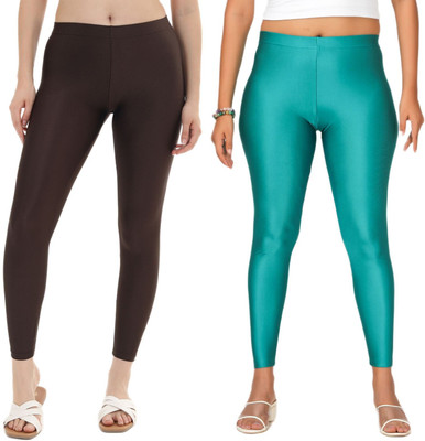 LoveiT Ankle Length Western Wear Legging(Brown, Green, Solid)