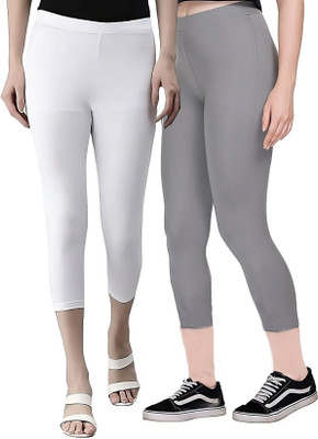 ZAYANQA 3/4th Capri leggings Women White, Grey Capri