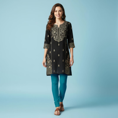 QT Churidar Length Western Wear Legging(Blue, Solid)
