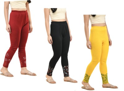 Indistar Ankle Length  Western Wear Legging(Maroon, Black, Yellow, Printed)