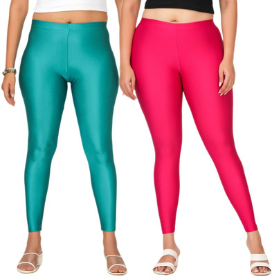 LoveiT Ankle Length Western Wear Legging(Green, Pink, Solid)