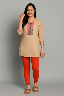 Dollar Missy Ankle Length  Ethnic Wear Legging(Red, Solid)