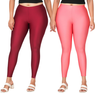 LoveiT Ankle Length Western Wear Legging(Maroon, Pink, Solid)