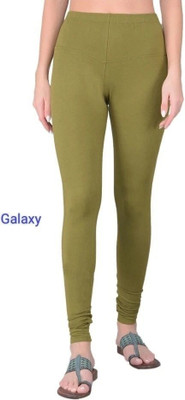 Galaxi Churidar  Ethnic Wear Legging(Green, Solid)