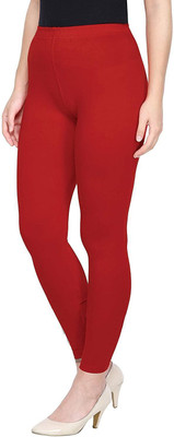 K M R Ankle Length Ethnic Wear Legging(Red, Solid)