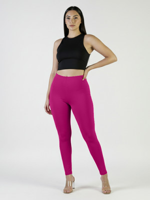 Plus Size Ankle Length  Ethnic Wear Legging(Pink, Solid)
