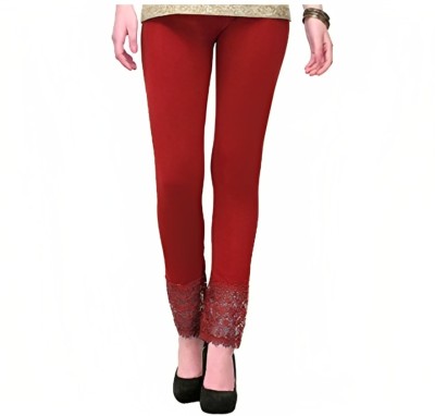 Minimus Ankle Length Western Wear Legging(Maroon, Self Design)