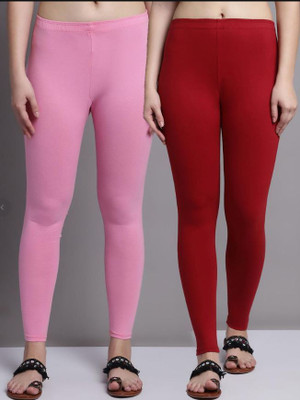 PENTTO Ankle Length  Western Wear Legging(Maroon, Solid)