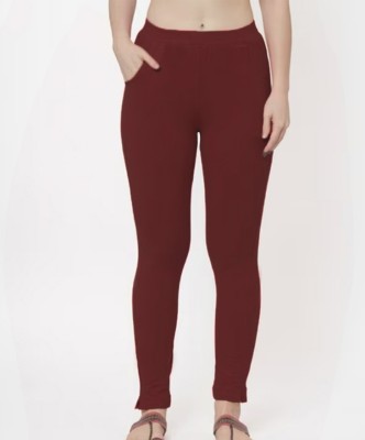 SPRINKLEZ Ankle Length  Western Wear Legging(Maroon, Solid)