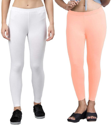 ZAYANQA Ankle Length Western Wear Legging(White, Orange, Solid)