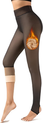 OMLAVIDA Ankle Length Winter Wear Legging(Black, Solid)