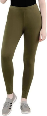 Moksh Ankle Length Western Wear Legging(Dark Green, Solid)