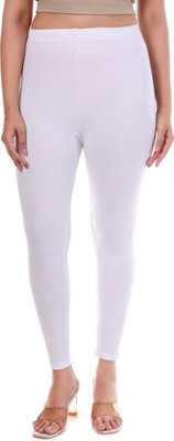 FIT FLICK Ankle Length  Western Wear Legging(White, Solid)