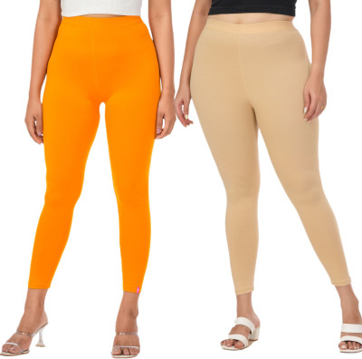 LoveiT Ankle Length Western Wear Legging(Yellow, Beige, Solid)