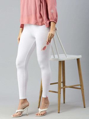 Muskesh Ankle Length  Ethnic Wear Legging(White, Solid)