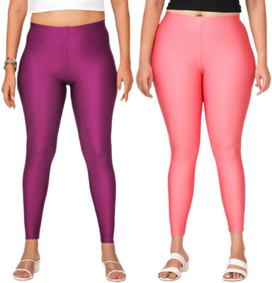 LoveiT Ankle Length Western Wear Legging(Purple, Pink, Solid)