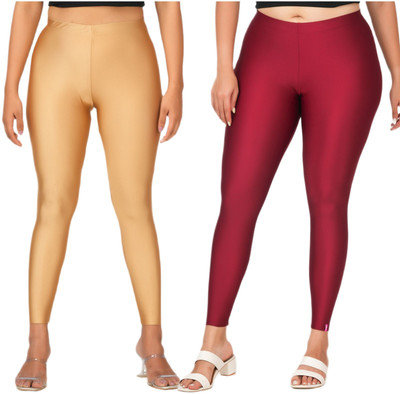LoveiT Ankle Length Western Wear Legging(Gold, Brown, Solid)