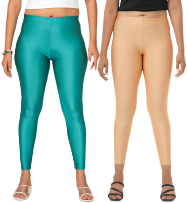 LoveiT Ankle Length Western Wear Legging(Green, Beige, Solid)