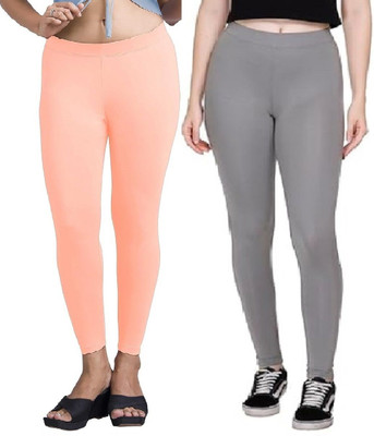 ZAYANQA Ankle Length Western Wear Legging(Grey, Orange, Solid)