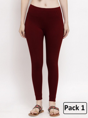 Trend Level Ankle Length  Western Wear Legging(Maroon, Solid)